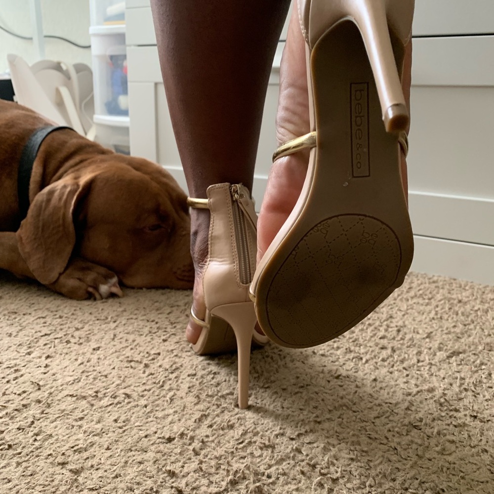 bebe & co. Gold Strappy Heels - Picture 3 of 8